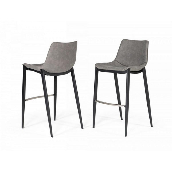 Counter Leatherette Barstool with Angled Tapered Legs, Set of 2, Gray - BM232289