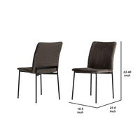 Sleigh Design Fabric Dining Chair with Metal Legs, Set of 2, Gray - BM232302