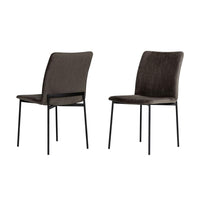 Sleigh Design Fabric Dining Chair with Metal Legs, Set of 2, Gray - BM232302