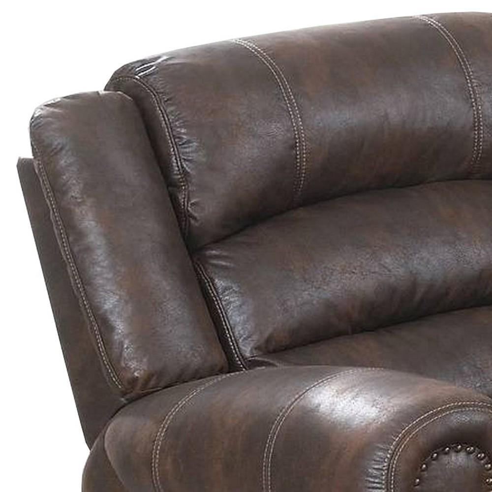 Leatherette Manual Motion Recliner with Tufted Back, Brown - BM232358