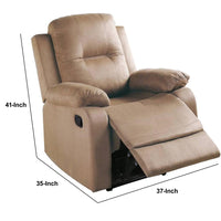 Fabric Upholstered Recliner with Tufted Back, Beige - BM232415
