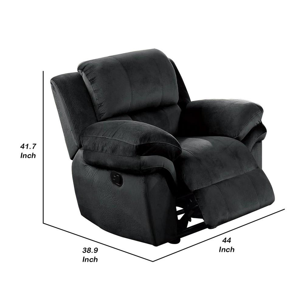 Fabric Upholstered Power Recliner with Pillow Arms, Gray - BM232422