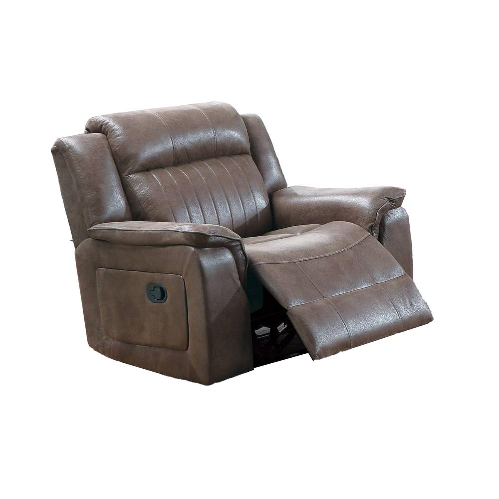 Fabric Manual Recliner Chair with Pillow Top Arms, Brown - BM232604