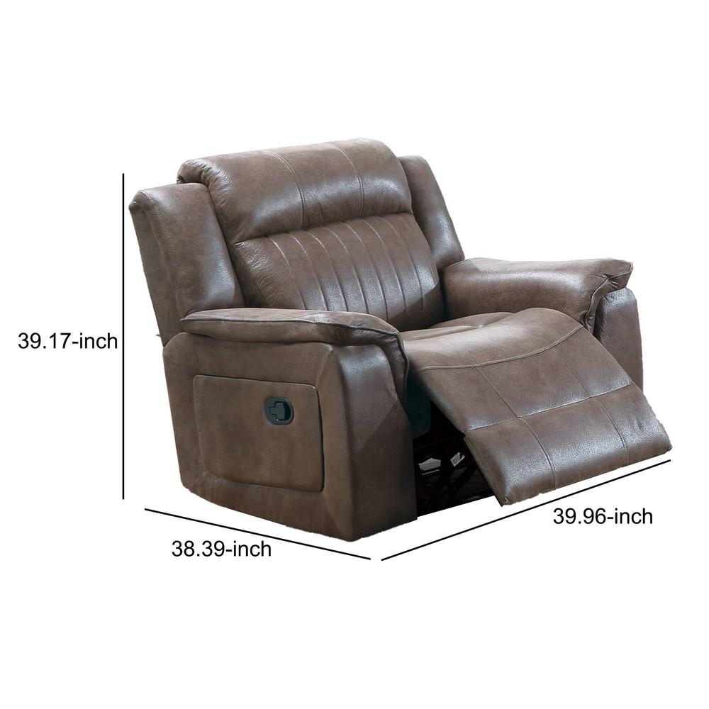 Fabric Manual Recliner Chair with Pillow Top Arms, Brown - BM232604