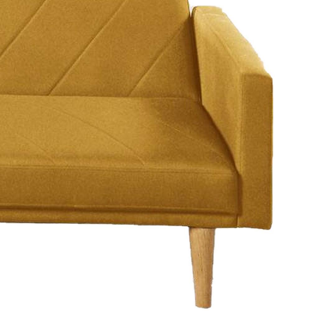 Fabric Adjustable Sofa with Chevron Pattern and Splayed Legs, Yellow - BM232615