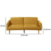 Fabric Adjustable Sofa with Chevron Pattern and Splayed Legs, Yellow - BM232615