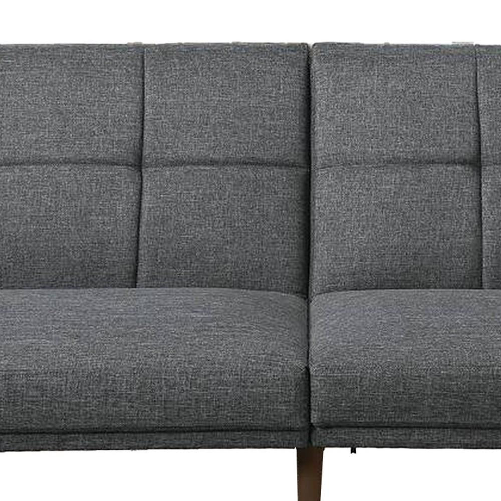 Fabric Adjustable Sofa with Square Tufted Back, Light Gray - BM232618