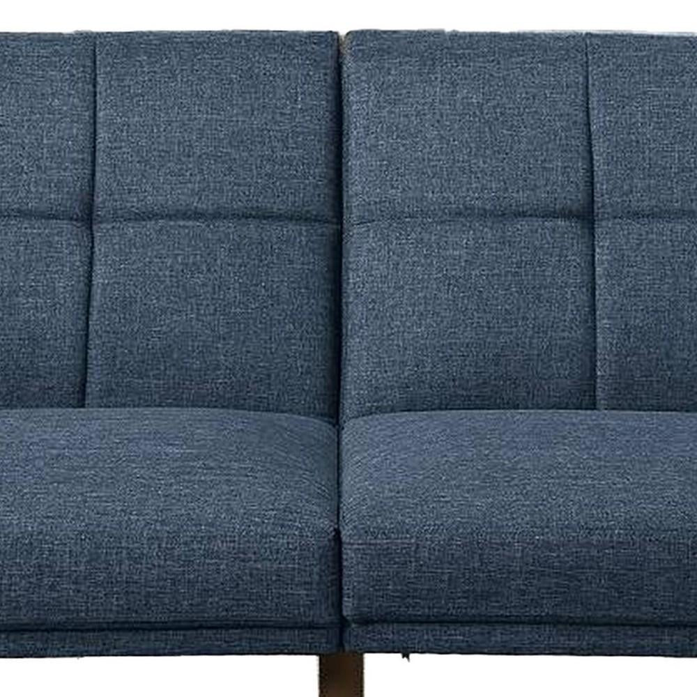 Fabric Adjustable Sofa with Square Tufted Back, Blue - BM232619