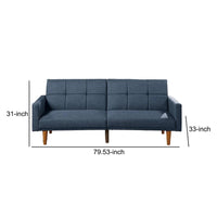 Fabric Adjustable Sofa with Square Tufted Back, Blue - BM232619