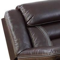 37 Inches Leatherette Glider Recliner with Pillow Arms, Dark Brown - BM232625