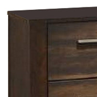 Wooden Nightstand with Two Drawers and Metal Bar Handles, Brown - BM232685