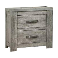 Wooden Nightstand with Two Drawers and Metal Bar Handles, Gray - BM232687