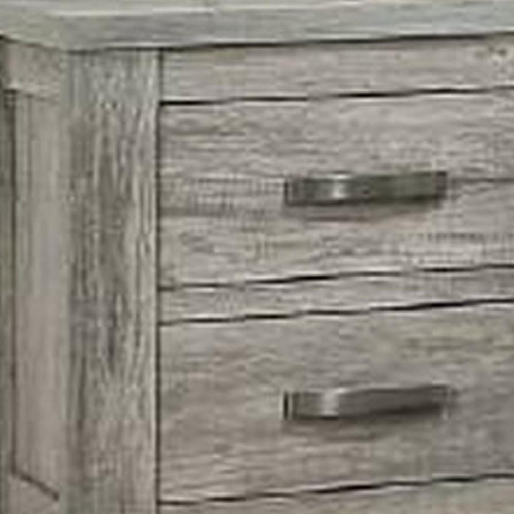 Wooden Nightstand with Two Drawers and Metal Bar Handles, Gray - BM232687