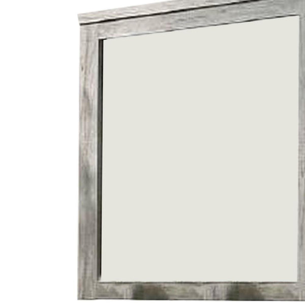 Wall Mirror with Rectangular Frame and Molded Details, Gray - BM232688