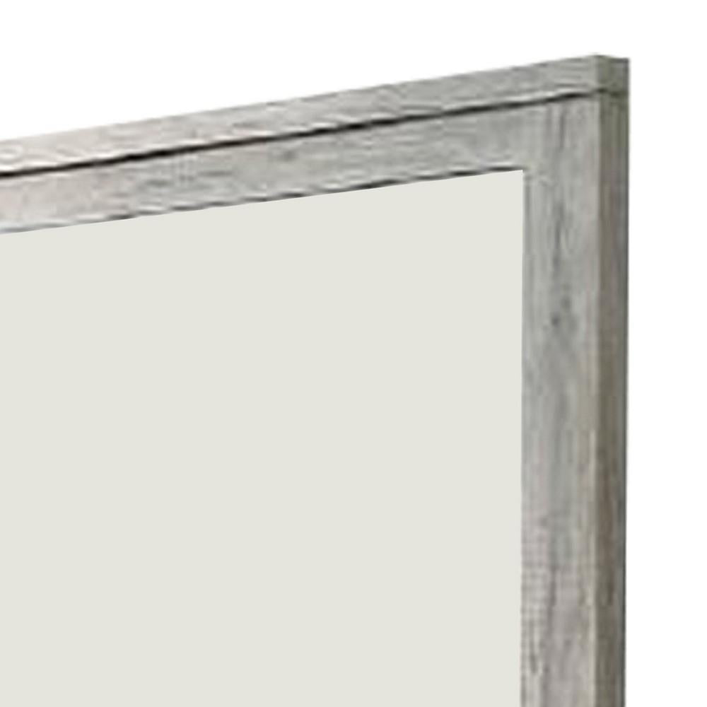 Wall Mirror with Rectangular Frame and Molded Details, Gray - BM232688