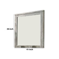 Wall Mirror with Rectangular Frame and Molded Details, Gray - BM232688