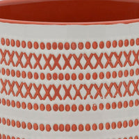 Round Shaped Ceramic Planter with Aztech Pattern, Red - BM232690