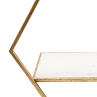 Hexagon Shaped Metal and Wooden Shelf, Set of 3, Gold - BM232719