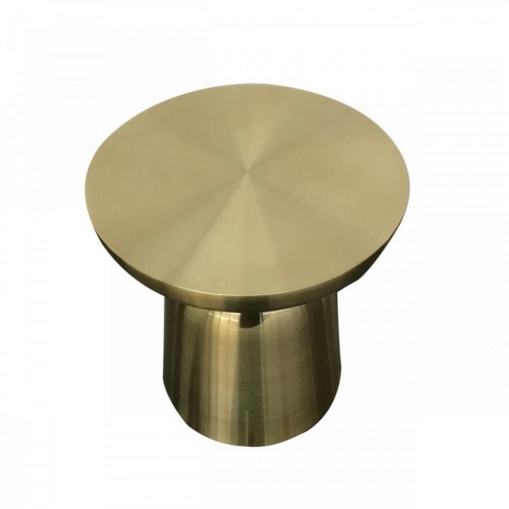 17 Inch Mushroom Shaped Metal End Table, Pedestal Base, Brass - BM232791