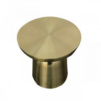 17 Inch Mushroom Shaped Metal End Table, Pedestal Base, Brass - BM232791