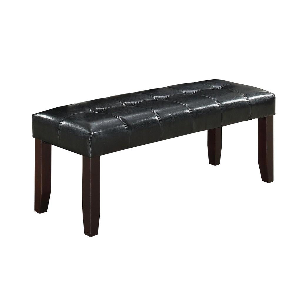 Dining Bench with Faux Leather Upholstery and Chamfered Feet, Black - BM232883