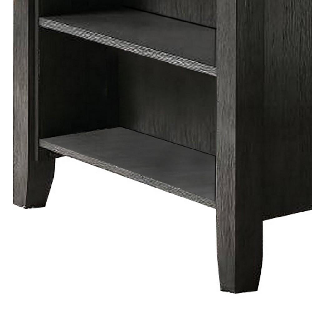 Wooden Counter Height Table with Three Storage Shelves, Gray - BM232889