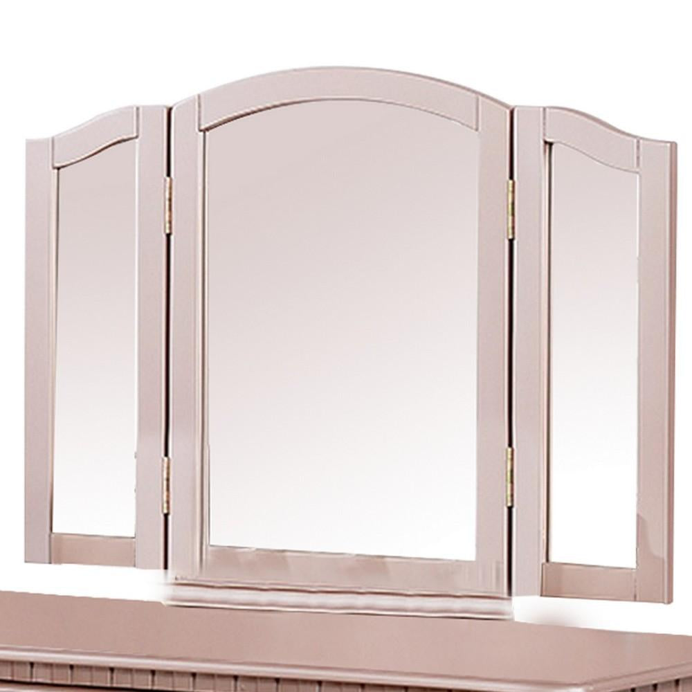 Vanity Set with Turned Tapered Legs and Three Piece Mirror, Rose Gold - BM232895
