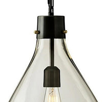 Teardrop Glass Pendant Lighting with Metal Chain, Clear and Black - BM232932