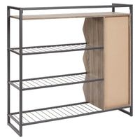 43.25 Inches 3 Cubby Shoe Rack with 4 Shelves, Brown and Gray - BM232946