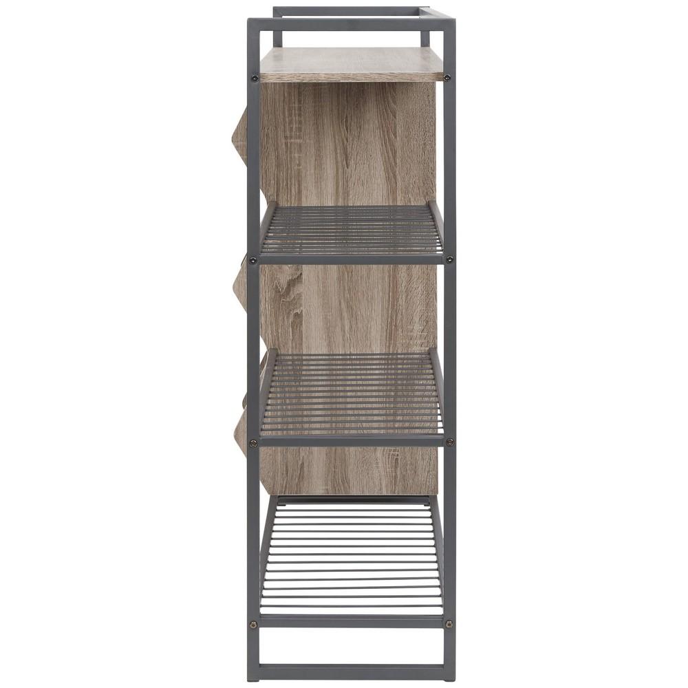 43.25 Inches 3 Cubby Shoe Rack with 4 Shelves, Brown and Gray - BM232946