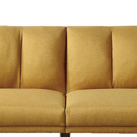 Adjustable Upholstered Sofa with Track Armrests and Angled Legs, Yellow - BM233093