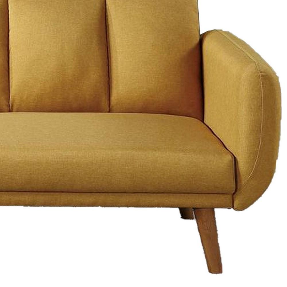 Adjustable Upholstered Sofa with Track Armrests and Angled Legs, Yellow - BM233093