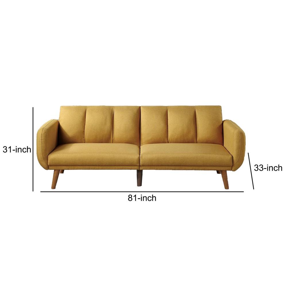 Adjustable Upholstered Sofa with Track Armrests and Angled Legs, Yellow - BM233093