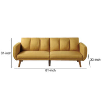 Adjustable Upholstered Sofa with Track Armrests and Angled Legs, Yellow - BM233093