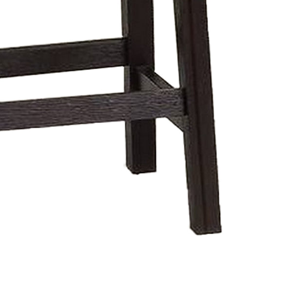 29 Inch Wooden Bar Stool with Upholstered Cushion Seat, Set of 2, Gray and Black - BM233105