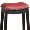24 Inch Wooden Counter Stool with Upholstered Cushion Seat, Set of 2, Gray and Red - BM233107