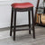 24 Inch Padded Counter Stool with Nailhead Trim, Set of 2, Brown and Red - BM233107