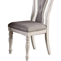 Dining Chair with Button Tufted Backrest, Padded Seat, Set of 2, White and Gray - BM233110