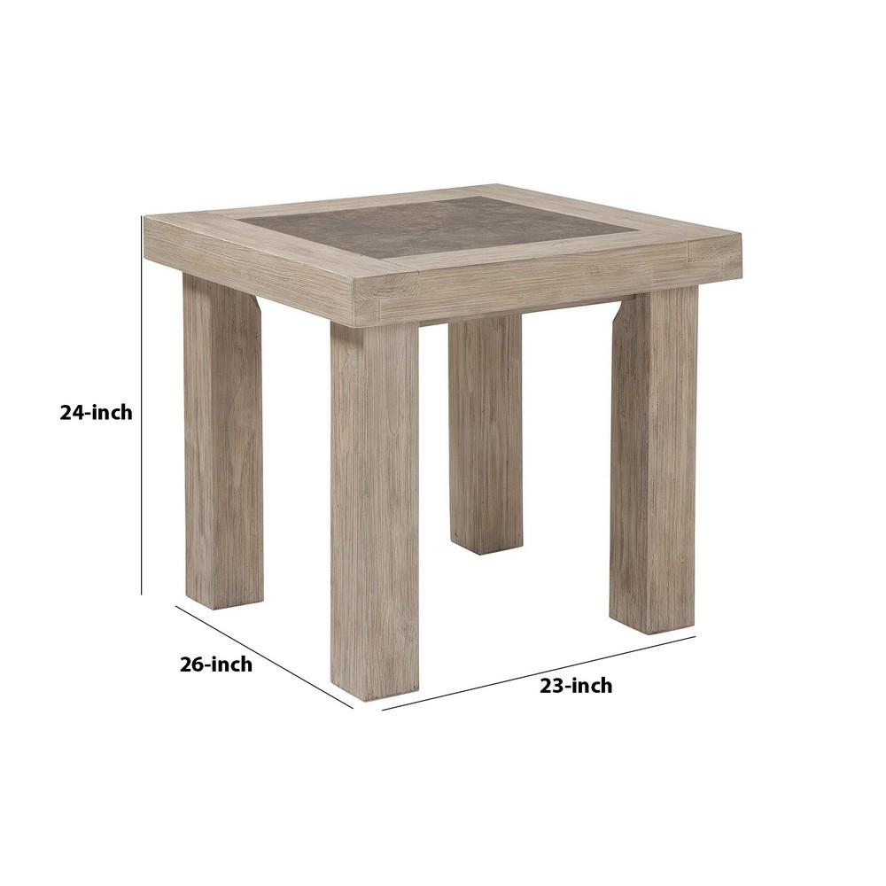 24 Inches Wooden End Table with Grains, Brown - BM233211