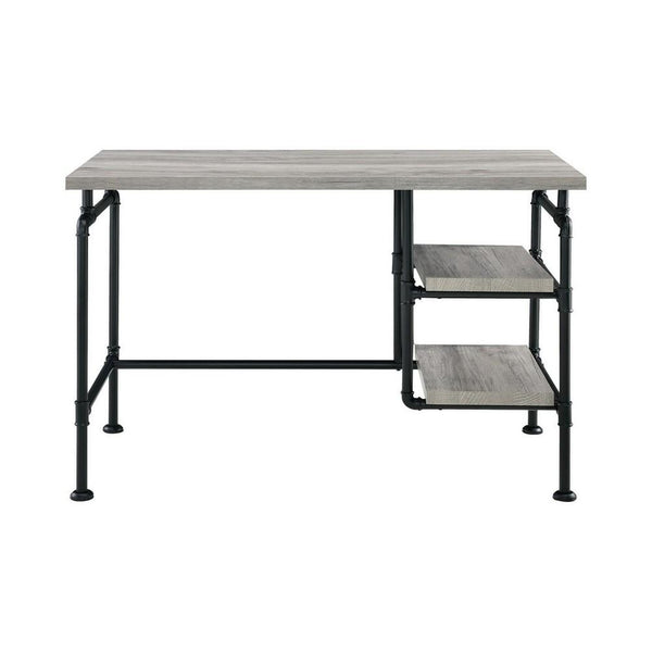 47 Inch Wooden and Metal Writing Desk, Black and Gray - BM233212