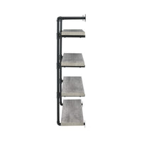 46 Inch 4 Tier Metal and Wooden Wall Shelf, Black and Gray - BM233215