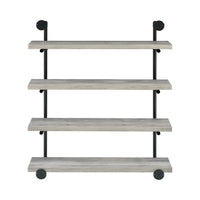 46 Inch 4 Tier Metal and Wooden Wall Shelf, Black and Gray - BM233215