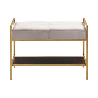 Metal Frame Bench with Tufted Center Seat, Gray - BM233230