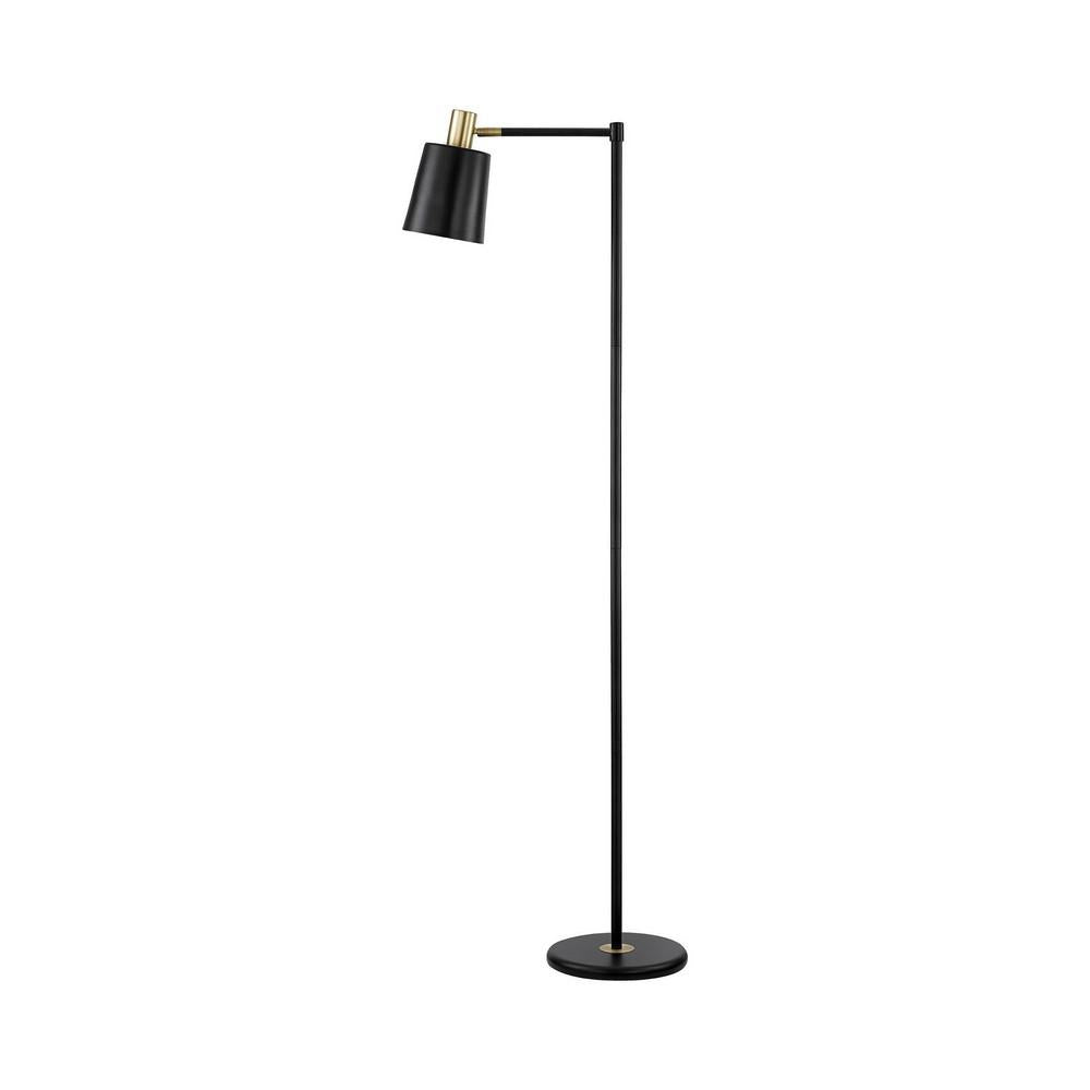 Tubular Metal Floor Lamp with Horn Style Shade, Black - BM233239