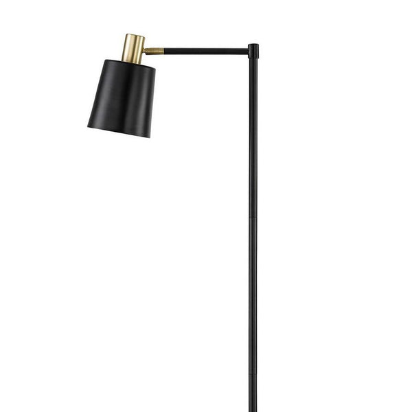 Tubular Metal Floor Lamp with Horn Style Shade, Black - BM233239