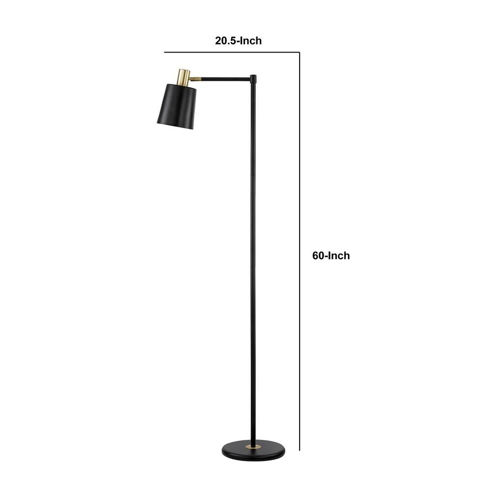 Tubular Metal Floor Lamp with Horn Style Shade, Black - BM233239