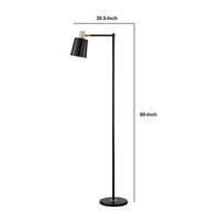 Tubular Metal Floor Lamp with Horn Style Shade, Black - BM233239