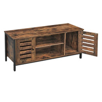 50 Inches Wooden TV Stand with 2 Louvered Doors, Brown and Black - BM233376