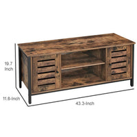 50 Inches Wooden TV Stand with 2 Louvered Doors, Brown and Black - BM233376