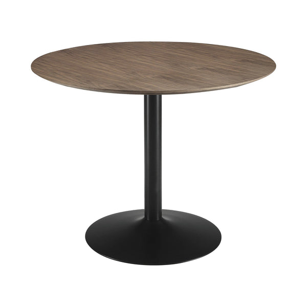 30 Inch Round Wooden Top Modern Dining Table, Black and Brown - BM233395